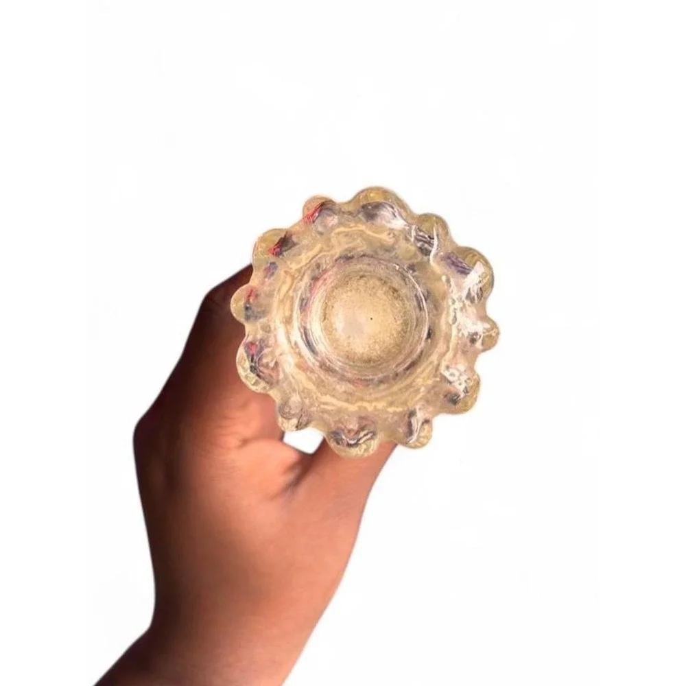Candlestick Holder Vintage White Swirl Glass Ribbed Romantic Coquette Decor 10